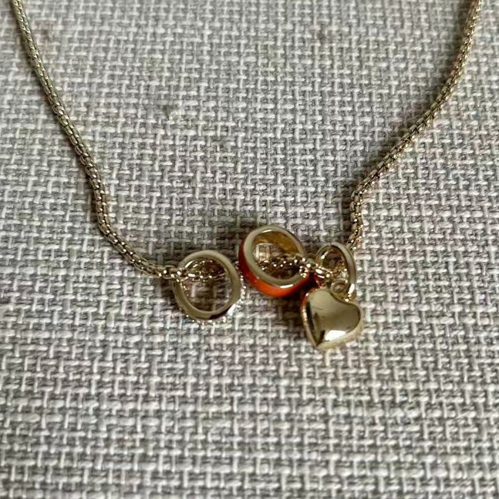 Roxanne Assoulin The Box Chain Charm Necklace Orange Gold Micro Puffy Heart - Picture 3 of 4